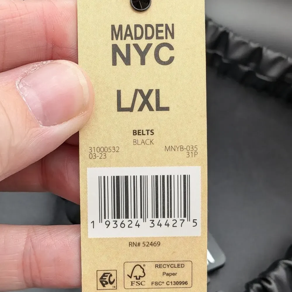 Madden NYC belt Womens Extra Large Black Stretch Gold Double Circle buckle
